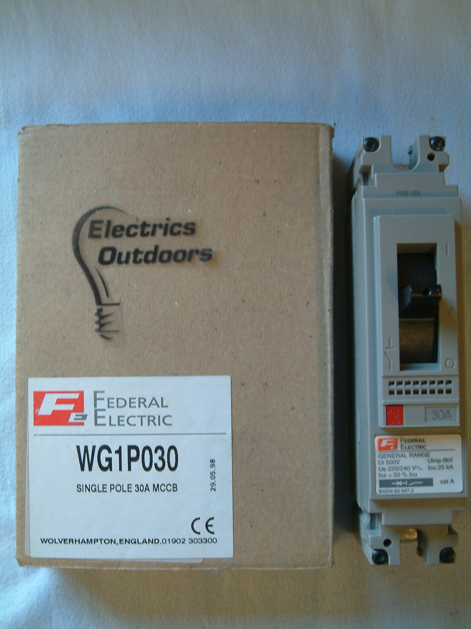 FEDERAL ELECTRIC 30 AMP 25kA MCCB 220/240V WG1P030 GENERAL RANGE BS EN 60947