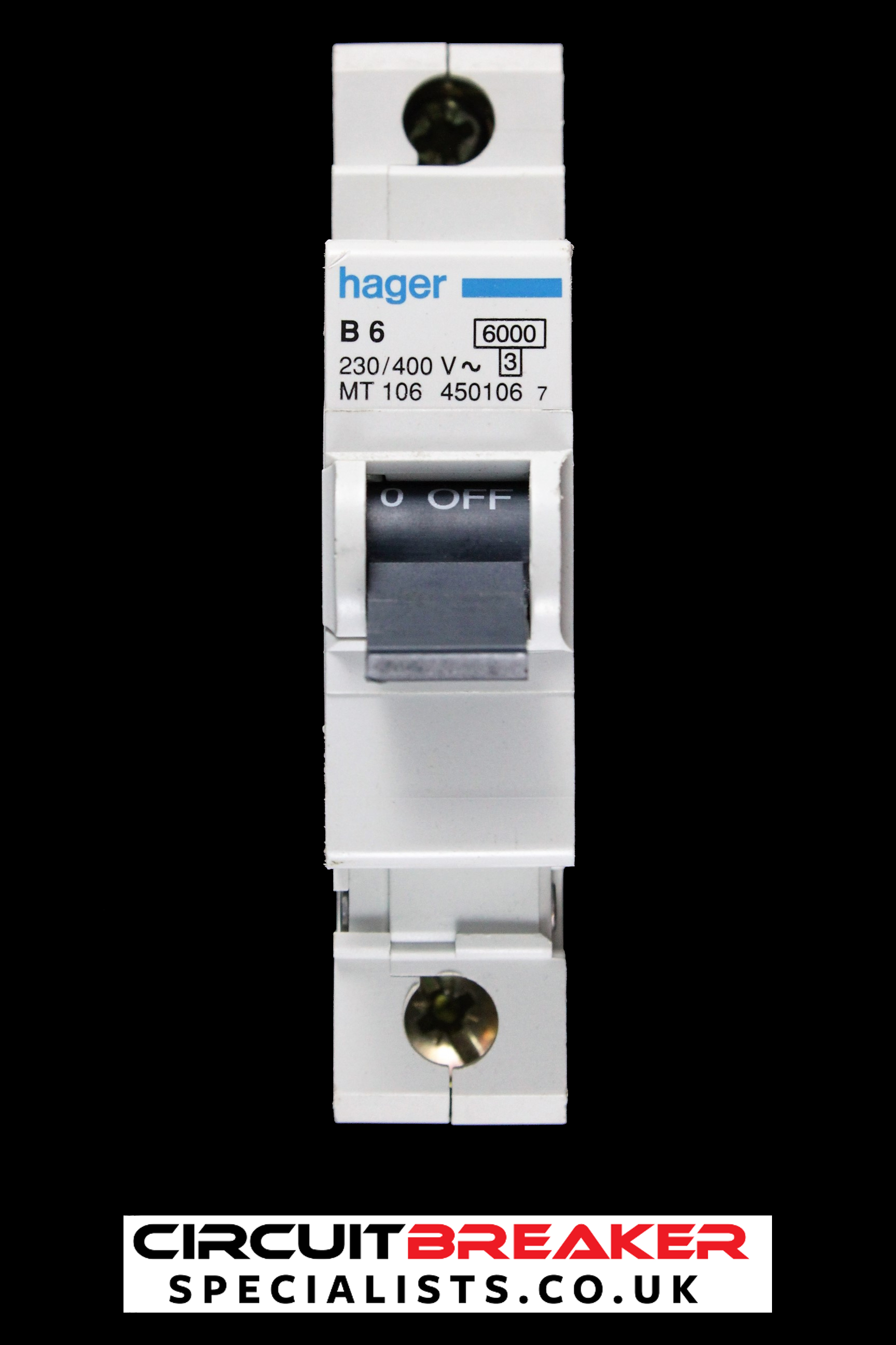 HAGER 6 AMP CURVE B 6kA MCB CIRCUIT BREAKER MT106 450106