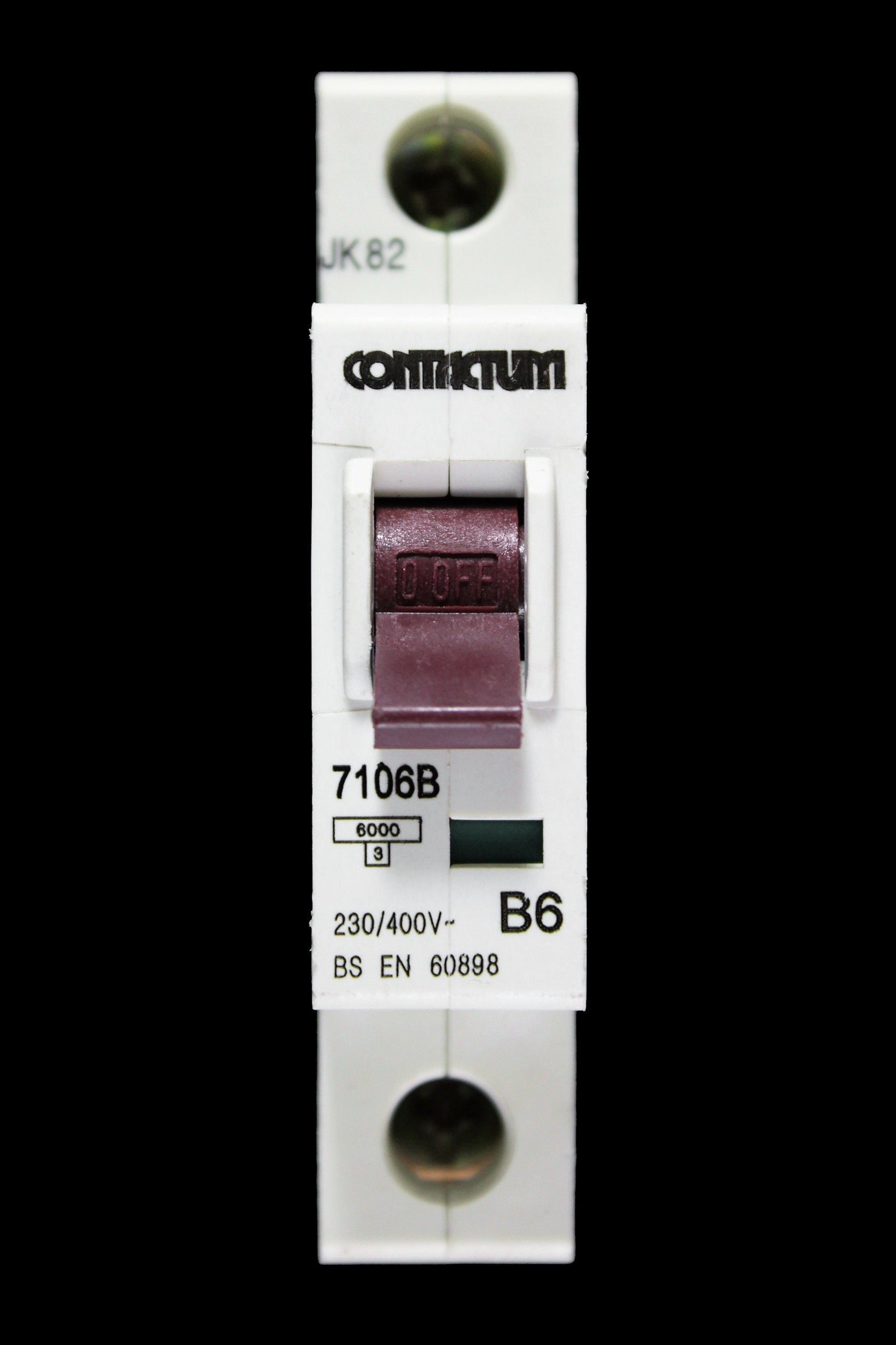 CONTACTUM 6 AMP CURVE B 6kA MCB CIRCUIT BREAKER 7106B BLACK