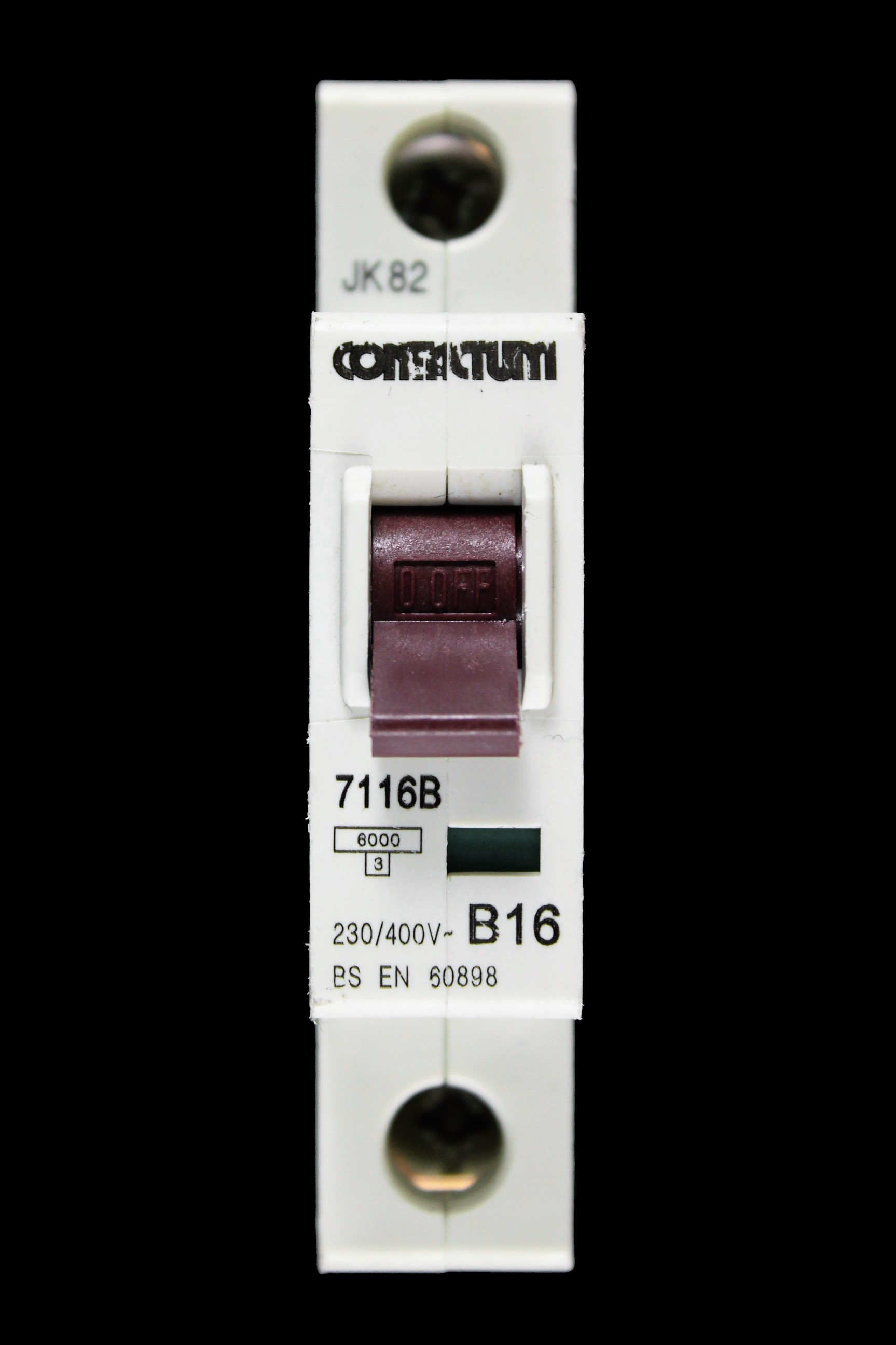 CONTACTUM 16 AMP CURVE B 6kA MCB CIRCUIT BREAKER 7116B BLACK