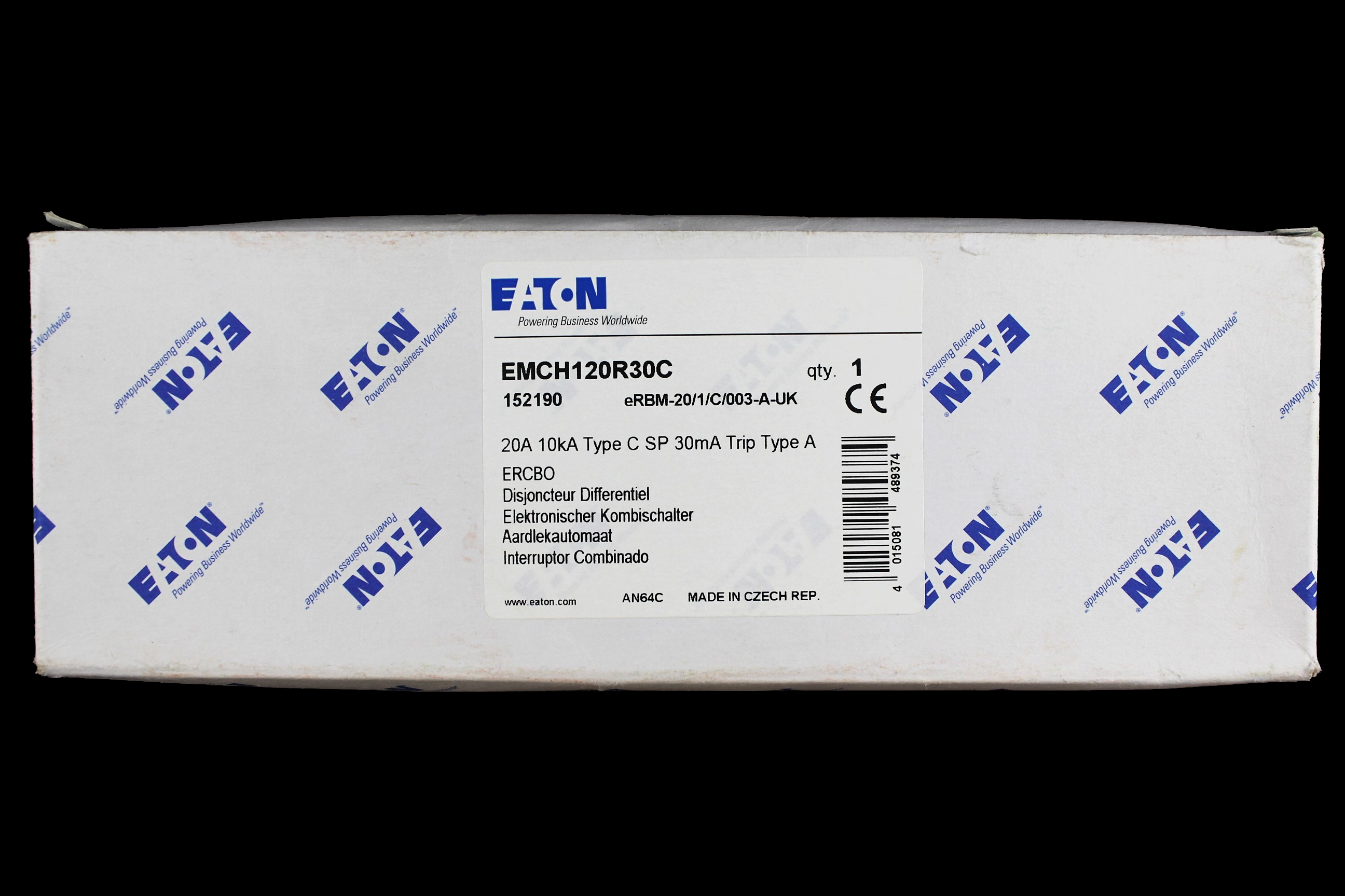 EATON 20 AMP CURVE C 10kA 30mA RCBO TYPE A EMCH120R30C eRBM-20/1/C/003-A
