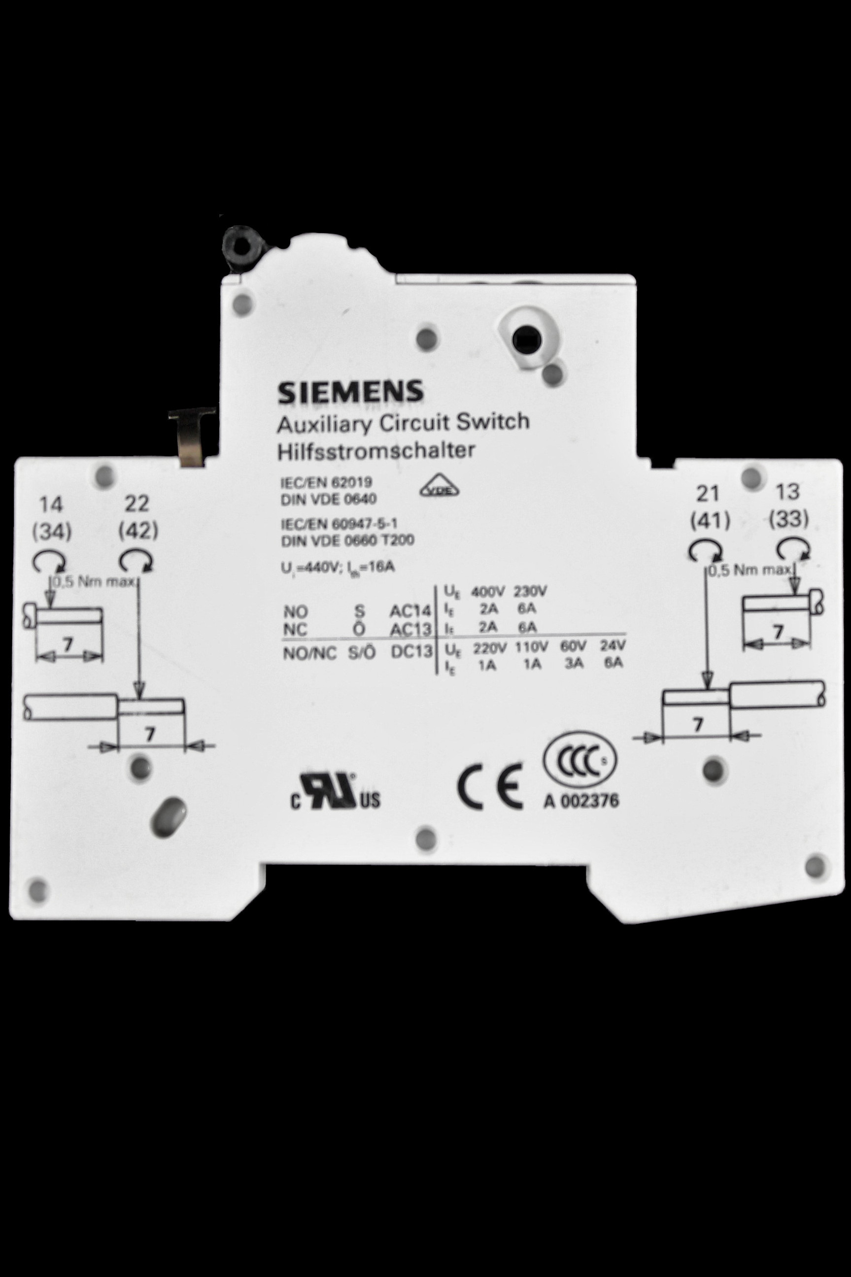 SIEMENS AUXILIARY CIRCUIT SWITCH 5ST3010 AS