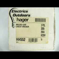 HAGER 200 AMP 25kA TRIPLE POLE MCCB HH552 H226H