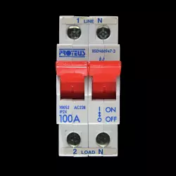 PROTEUS 100 AMP DOUBLE POLE MAIN SWITCH DISCONNECTOR 100S2 AC22B