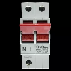 CRABTREE 100 AMP DOUBLE POLE MAIN SWITCH DISCONNECTOR STARBREAKER 100/MI2