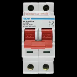 HAGER 63 AMP DOUBLE POLE MAIN SWITCH DISCONNECTOR SB 263U 552958
