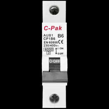 C-PAK 6 AMP CURVE B 6kA MCB CIRCUIT BREAKER AUB1 CP1B6