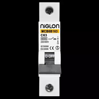 NIGLON 63 AMP CURVE C 6kA MCB CIRCUIT BREAKER MCB6B163
