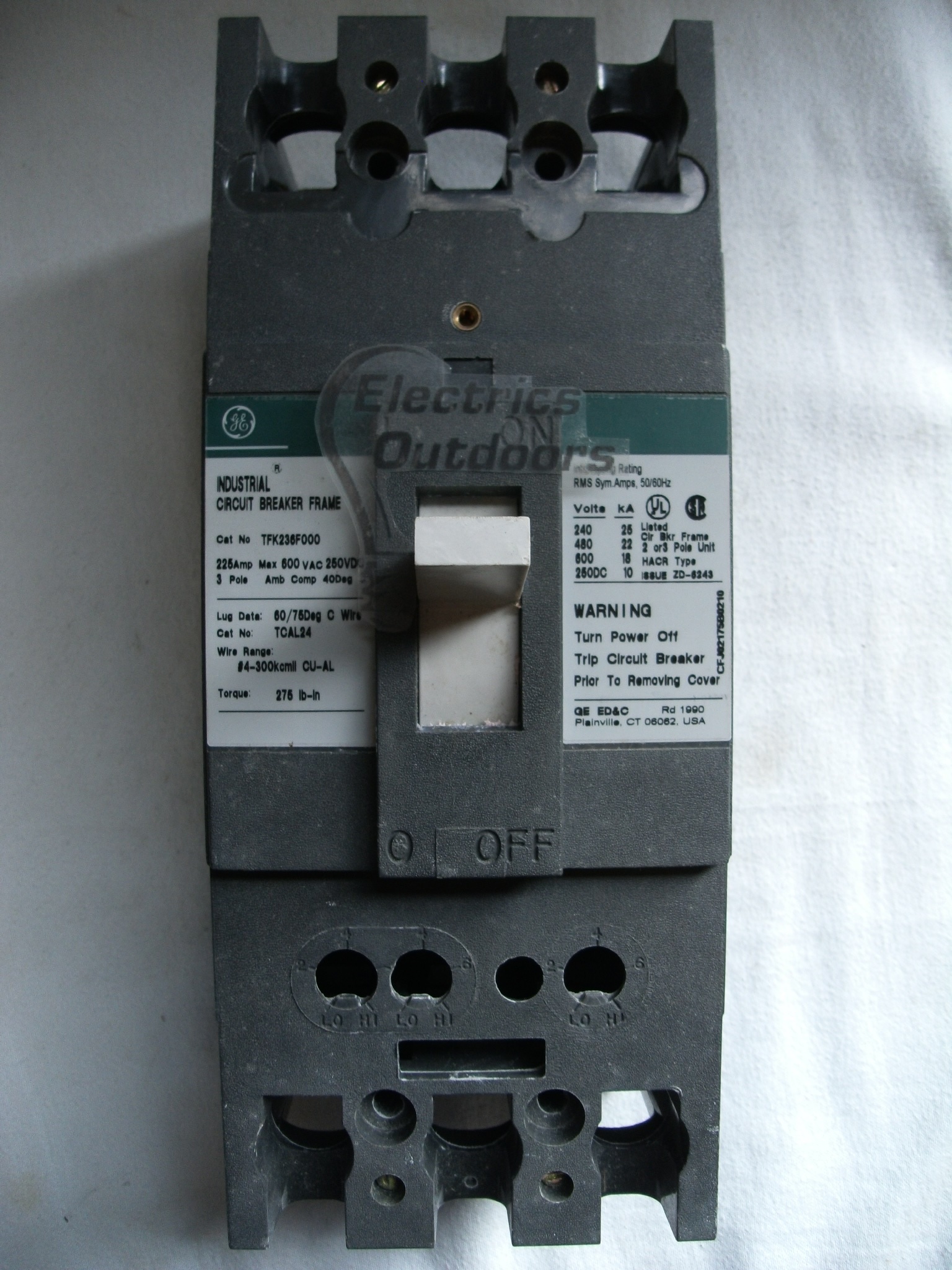 600 VAC Used GE Circuit Breaker TFK236F000  225 A 