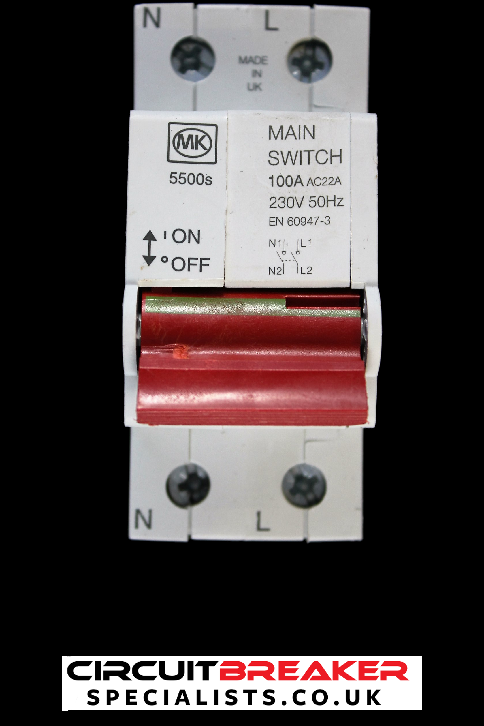 MK 100 AMP DOUBLE POLE MAIN SWITCH DISCONNECTOR AC22A 5500S