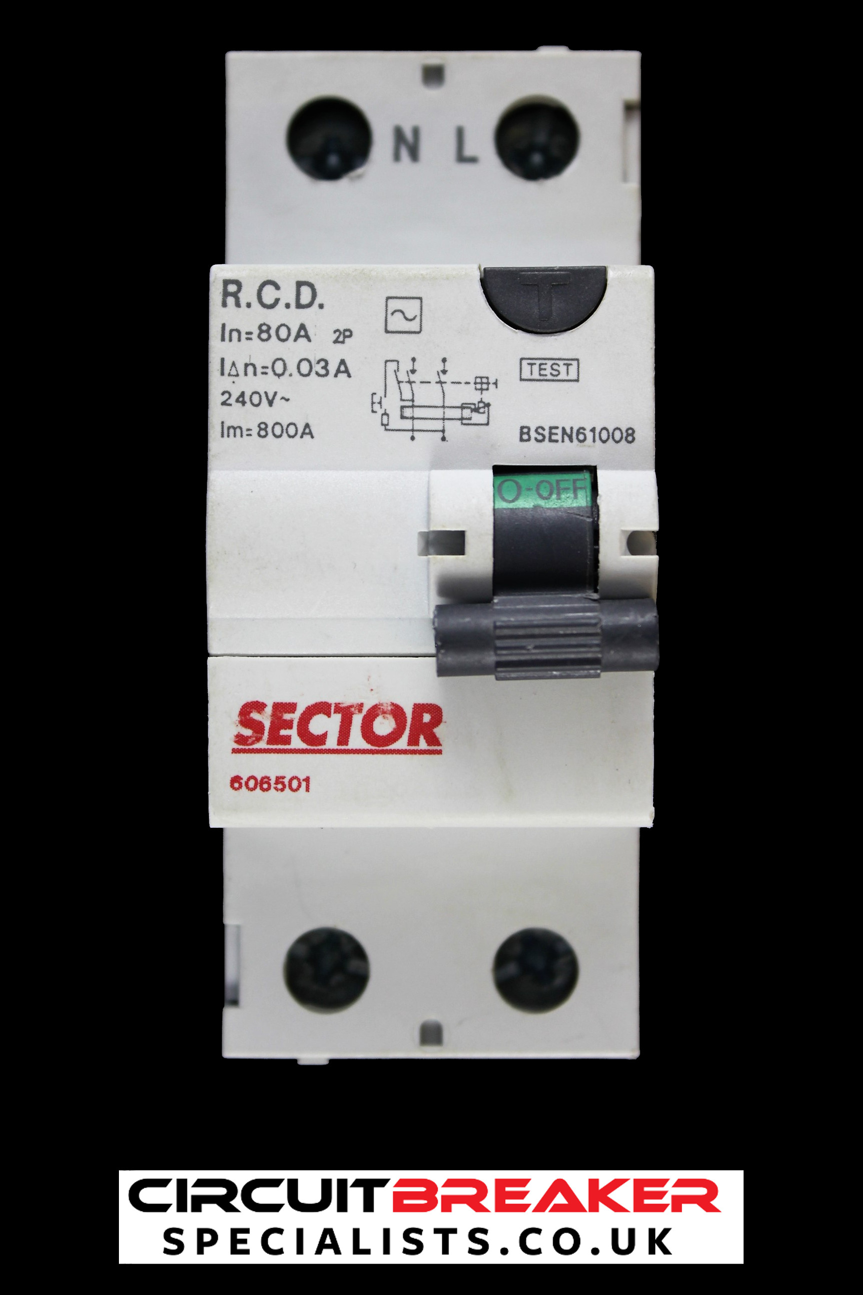 SECTOR 80 AMP 30mA DOUBLE POLE RCD TYPE AC 606501
