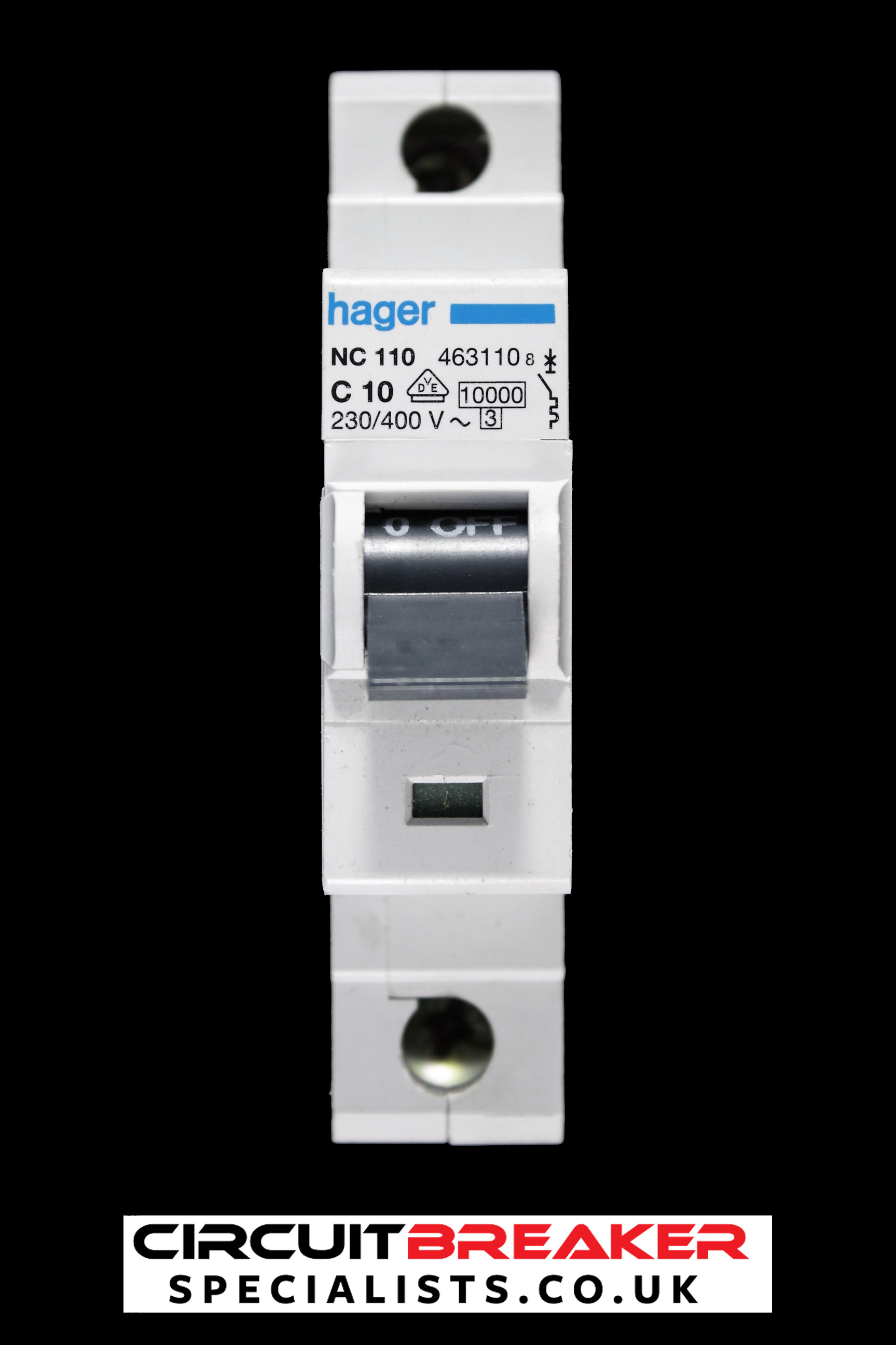 HAGER 10 AMP CURVE C 10kA MCB CIRCUIT BREAKER NC110 463110