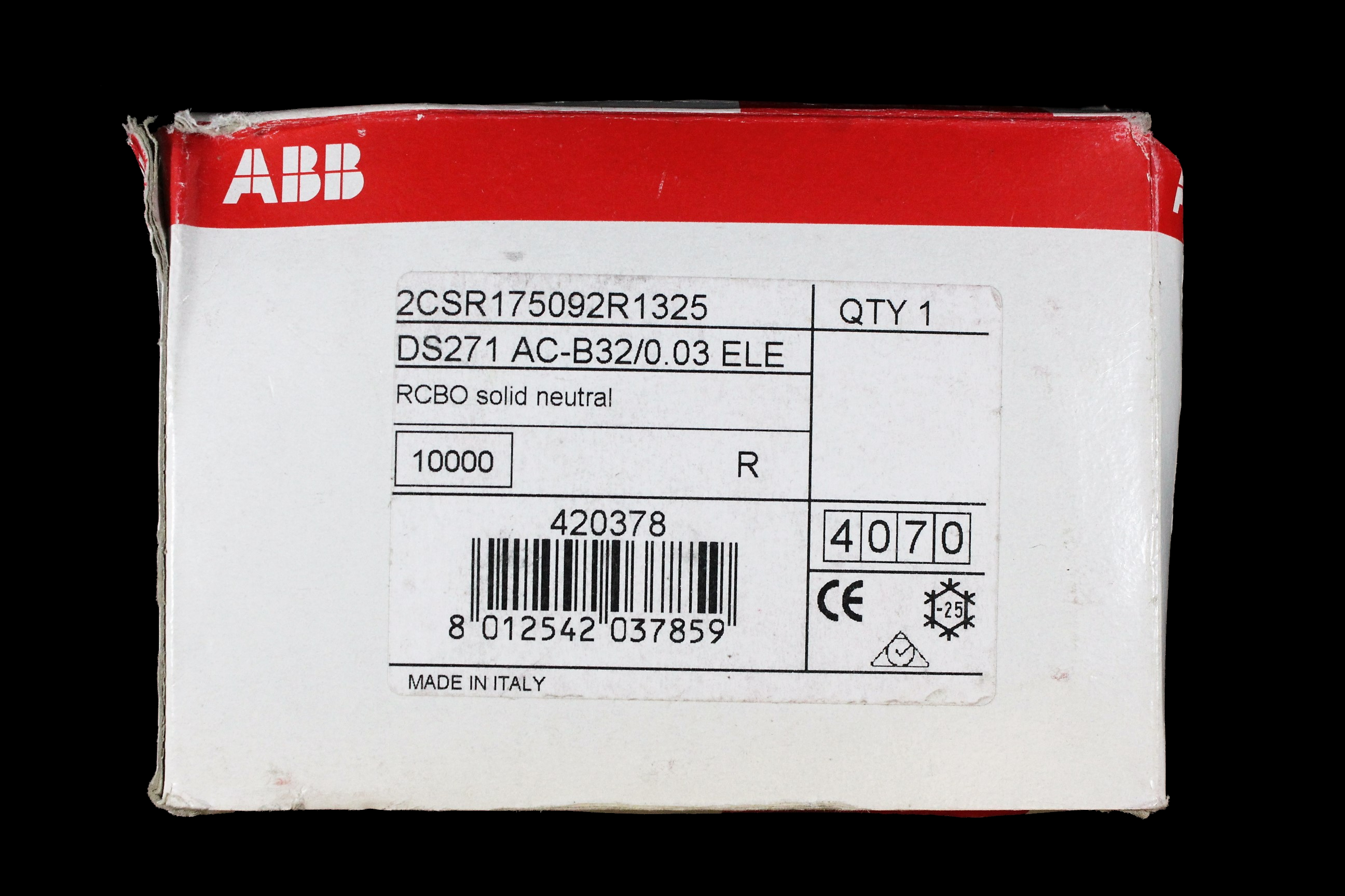 ABB 32 AMP CURVE B 10kA 30mA RCBO TYPE AC DS271 AC-B32/0.03 2CSR175092R1325