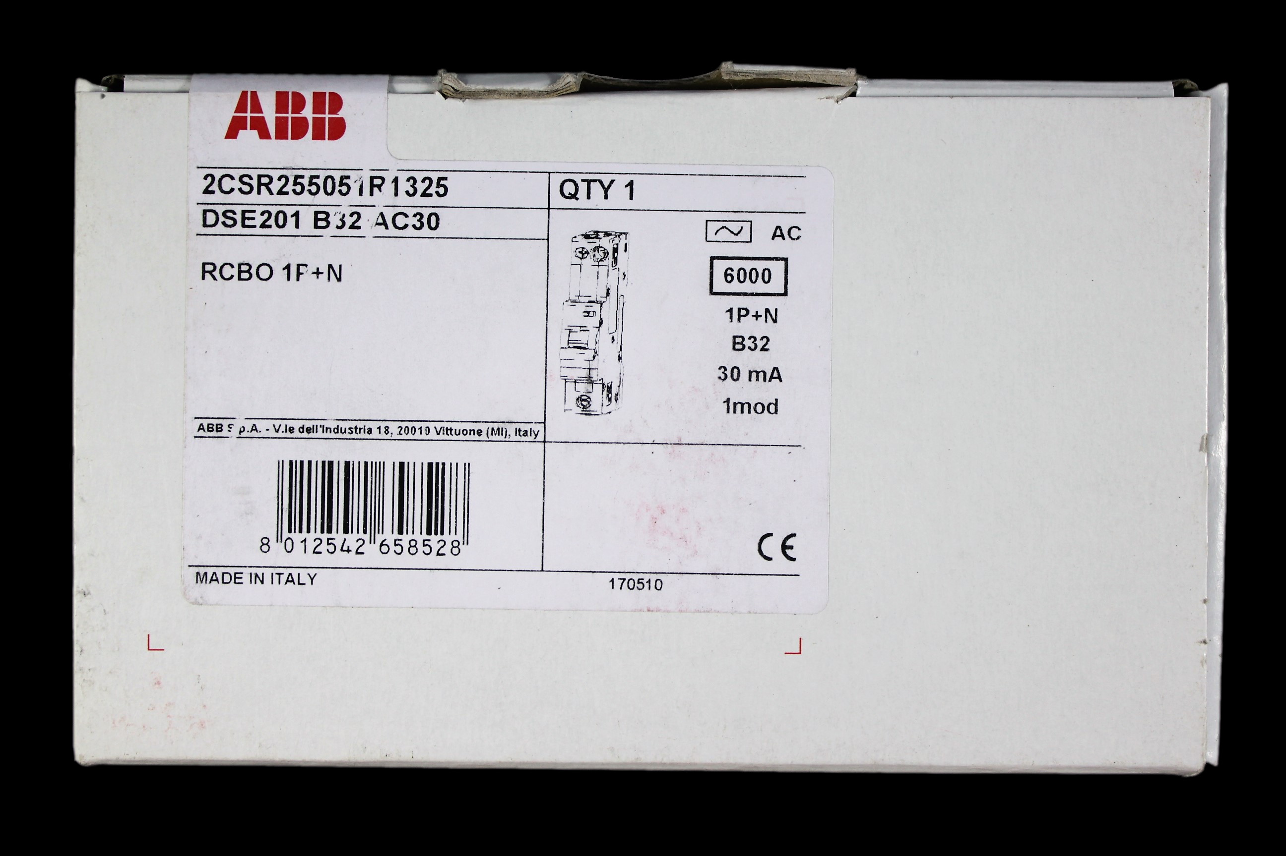 ABB 32 AMP CURVE B 6kA 30mA RCBO TYPE AC DSE201 2CSR255051R1325