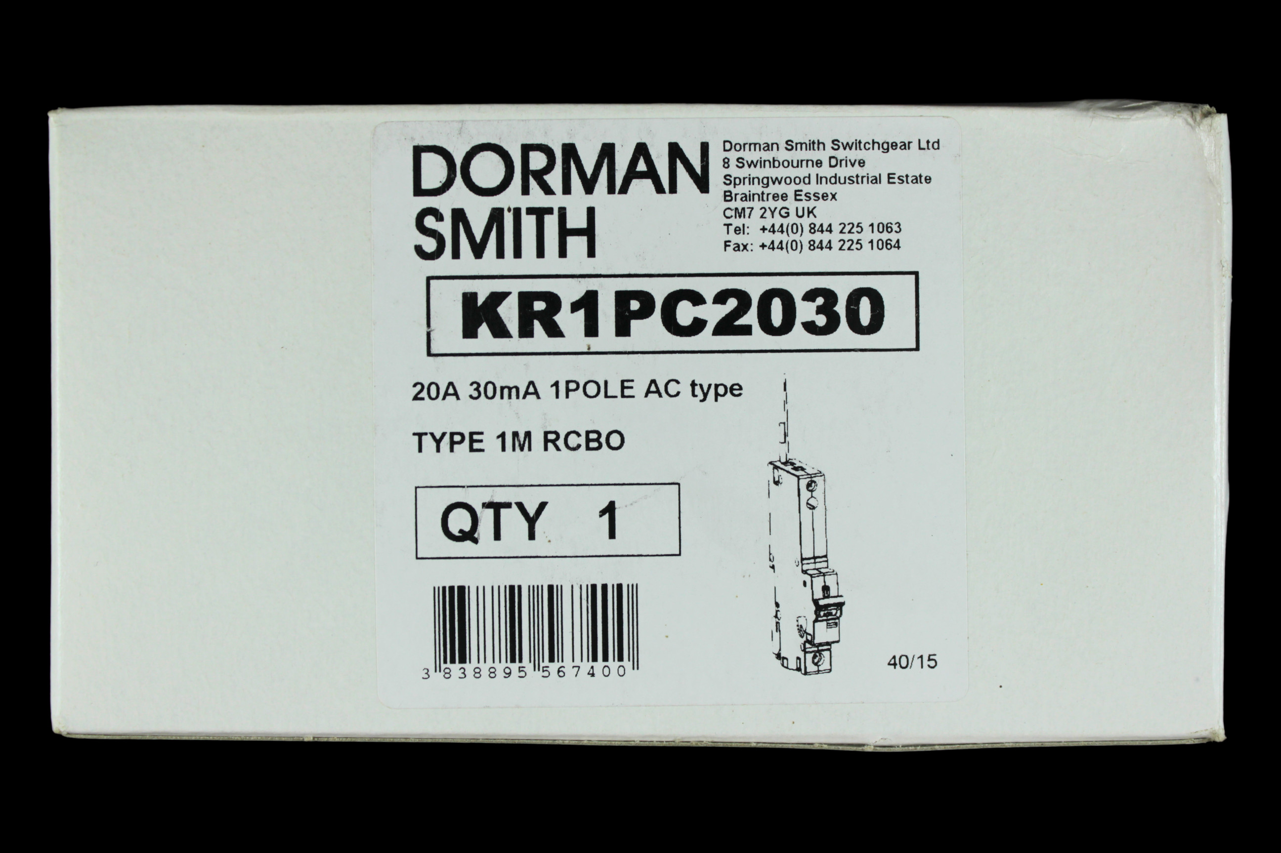 DORMAN SMITH 20 AMP CURVE C 10kA 30mA RCBO TYPE AC KR1PC2030