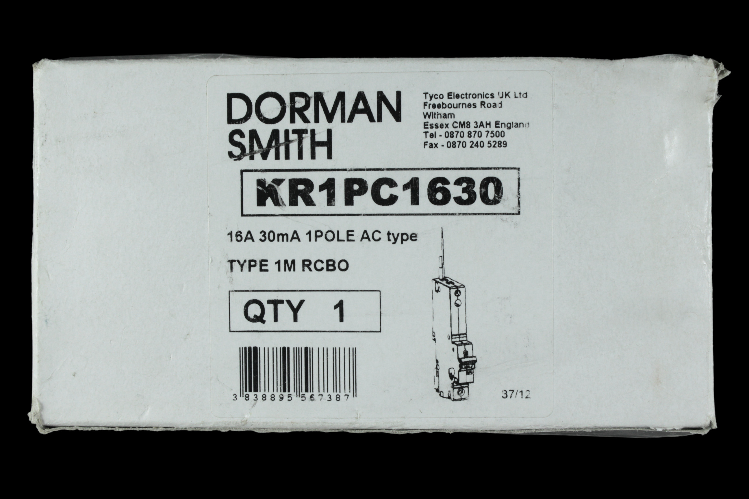 DORMAN SMITH 16 AMP CURVE C 10kA 30mA RCBO TYPE AC KR1PC1630
