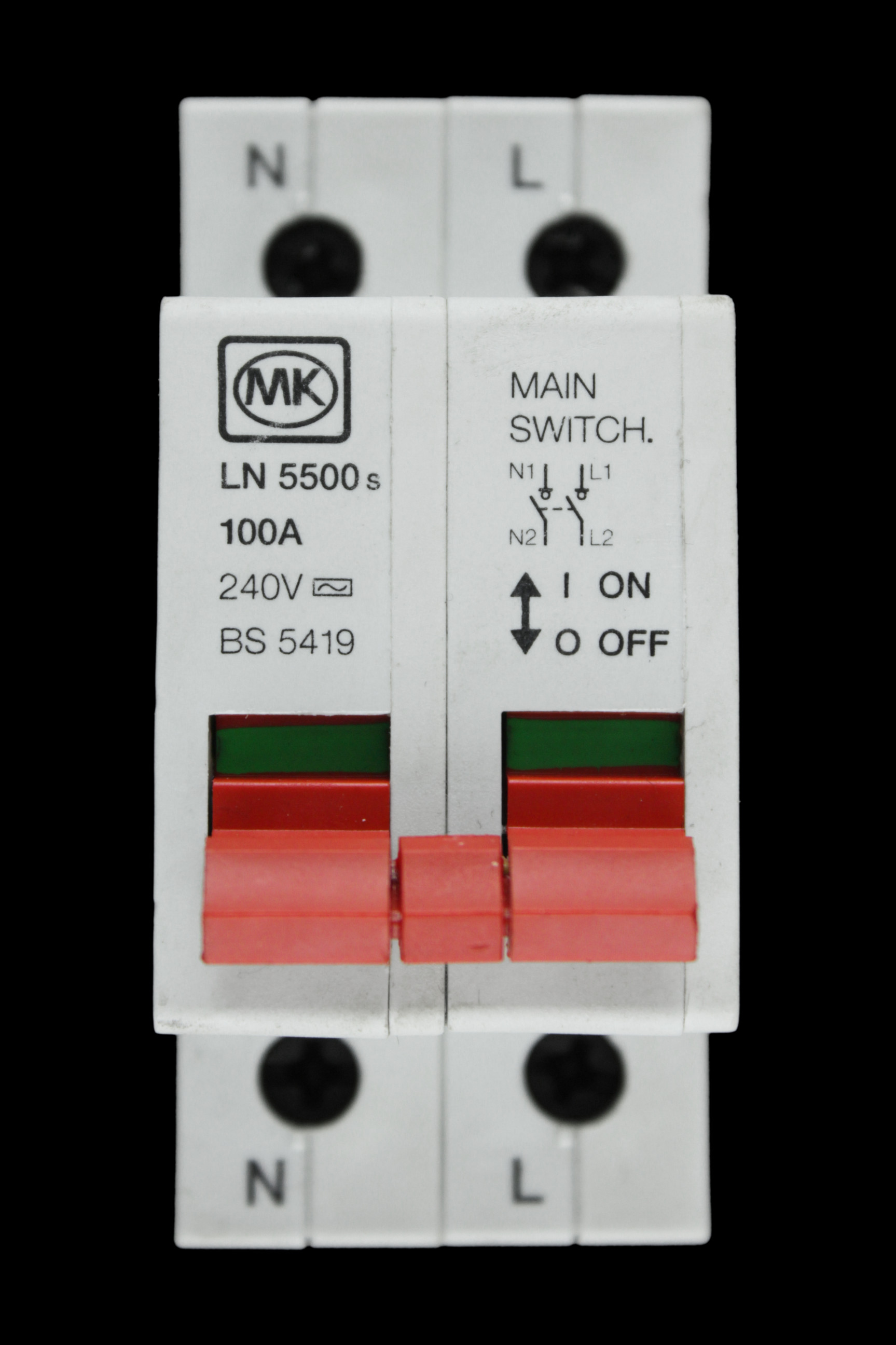 MK 100 AMP DOUBLE POLE MAIN SWITCH DISCONNECTOR AC22 LN 5500s