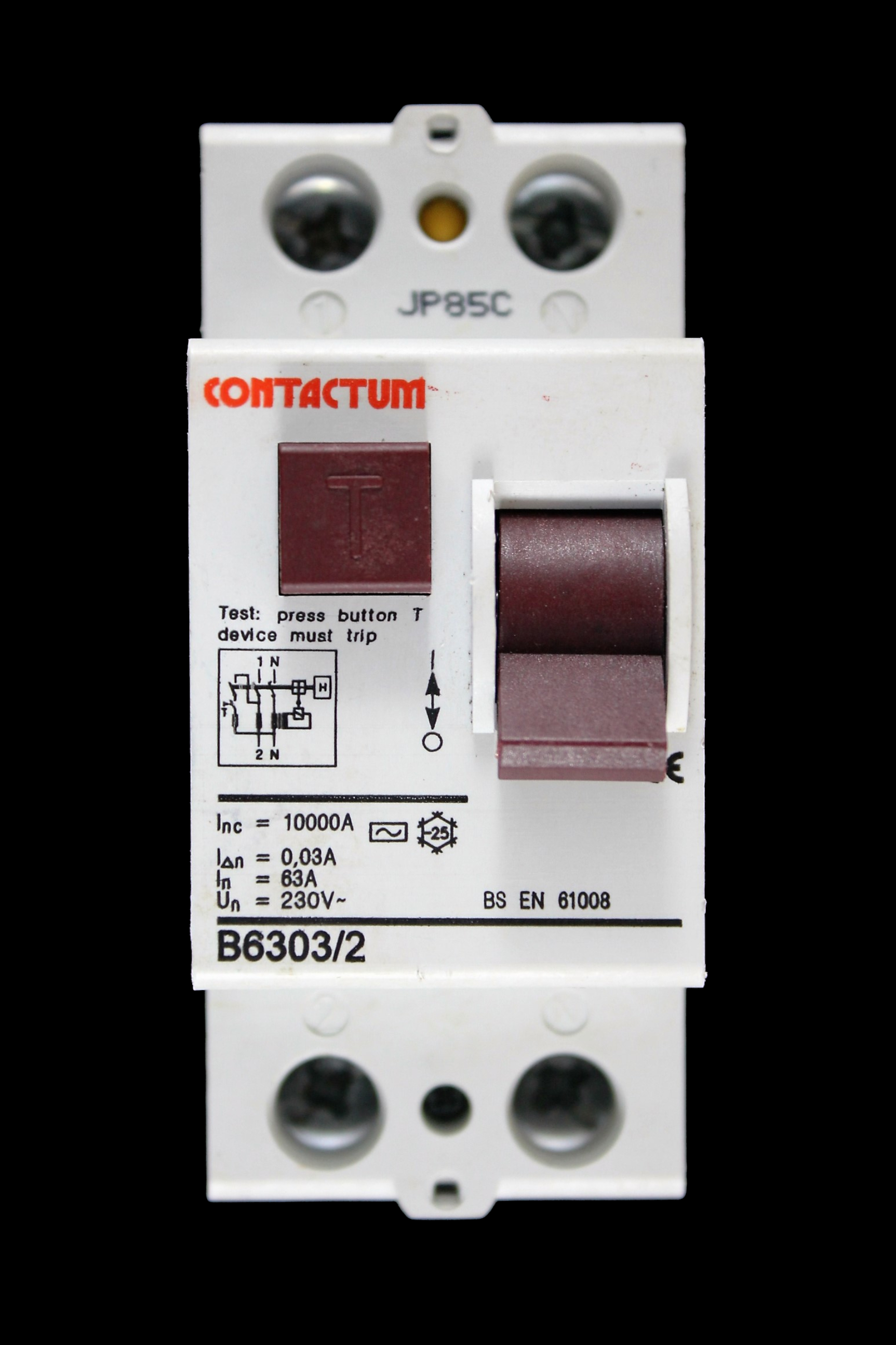 CONTACTUM 63 AMP 30mA DOUBLE POLE RCD TYPE AC B6303/2