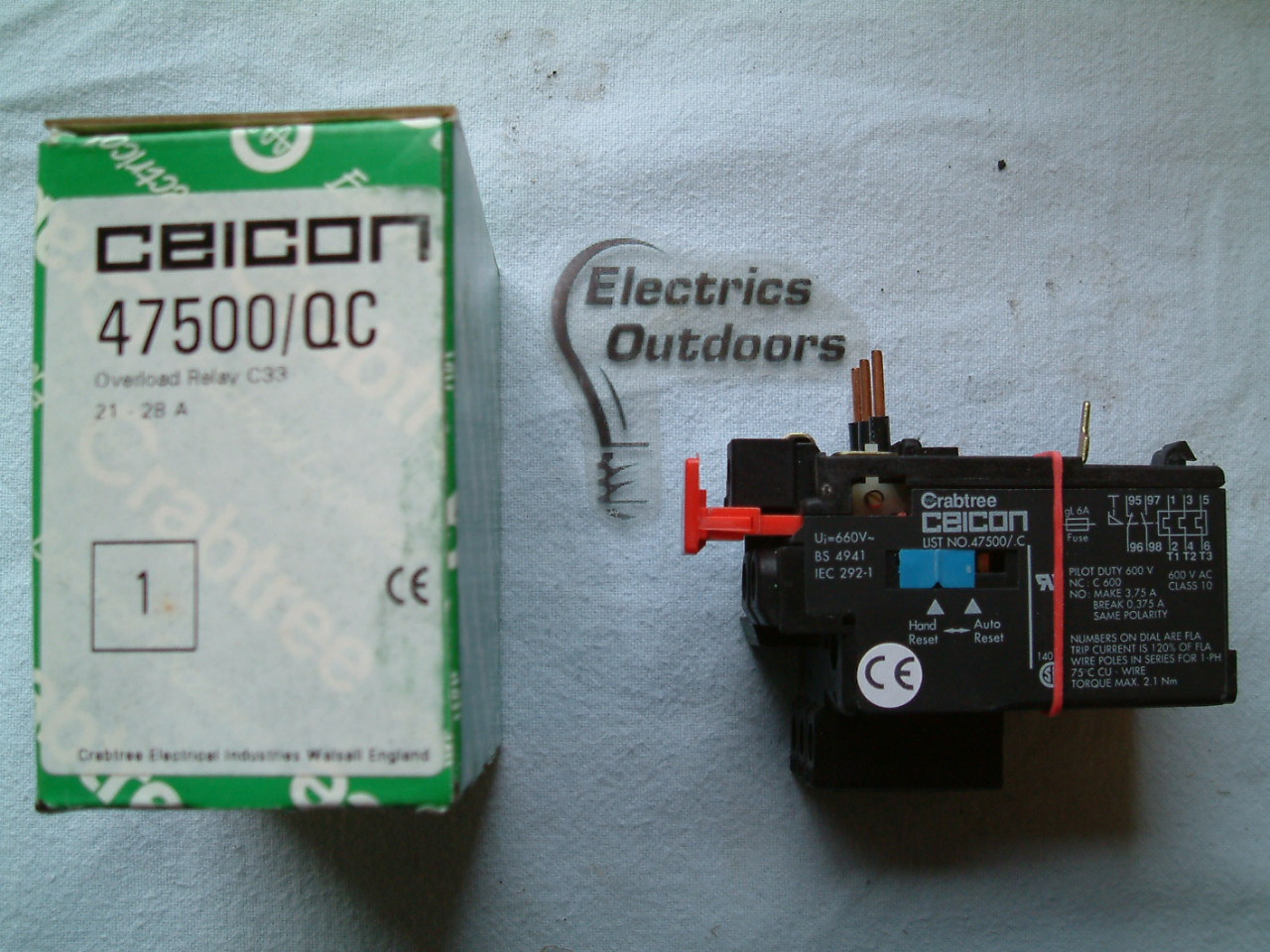 CRABTREE CEICON OVERLOAD RELAY C 33 21 - 28 A 47500/QC