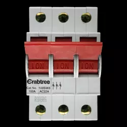CRABTREE 100 AMP MAIN SWITCH DISCONNECTOR TRIPLE POLE 100SW3