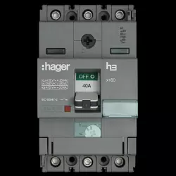 HAGER 40 AMP 25kA TRIPLE POLE MCCB HHA040U 313074 X160