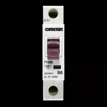 CONTACTUM 6 AMP CURVE B 6kA MCB CIRCUIT BREAKER 7106B BLACK