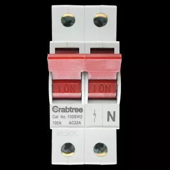 CRABTREE 100 AMP DOUBLE POLE MAIN SWITCH DISCONNECTOR 100SW2