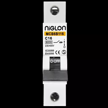 NIGLON 16 AMP CURVE C 6kA MCB CIRCUIT BREAKER MCB6B116